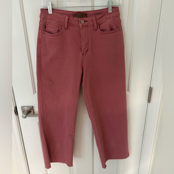 Judy Blue High Waist Garment Dyed Rose Crop Wide Leg Jeans - Picture 3 of 6